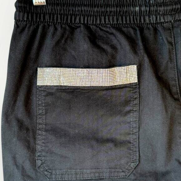 Marks & Spencer Straight Fit High Rise Pants Rhinestone Beaded Hem Size M Black - Picture 11 of 16